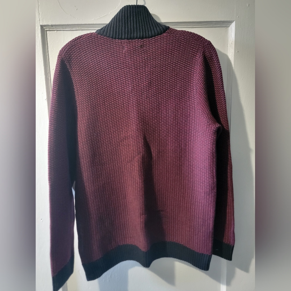 Calvin Klein Men's Maroon Zip-Up Sweater - Picture 3 of 3